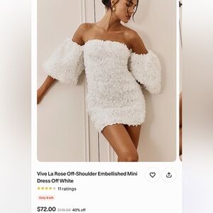 Selfie Leslie White Floral-Embellished Off-Shoulder Mini Dress